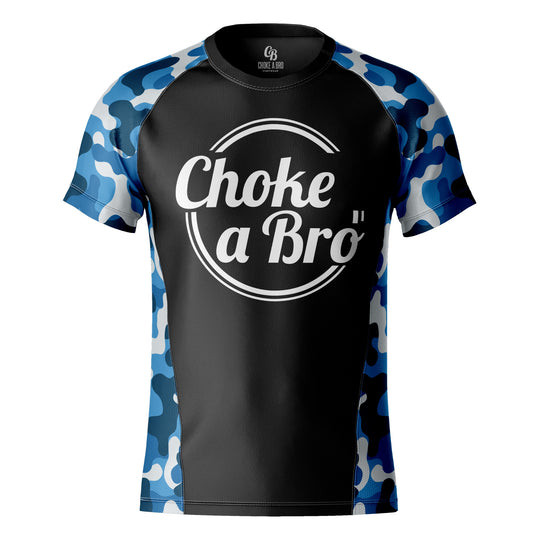 Brogo Black Blue Camo Short Sleeve Rashguard - Adult