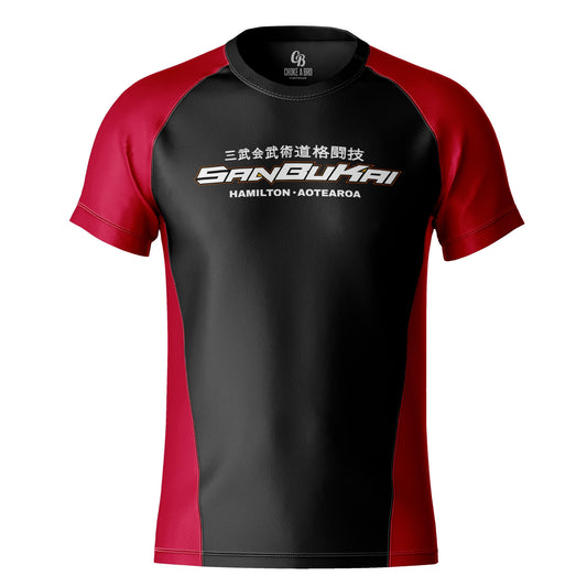 San Bu Kai Aotearoa Red Short Sleeve Rashguard - Adult